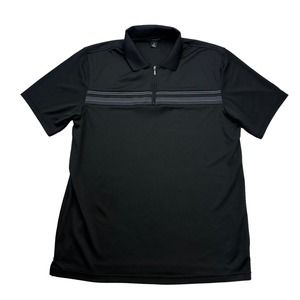 Via Europa Polo Shirt Mens XL Black Gray 1/4 Zip Lightweight Short Sleeve